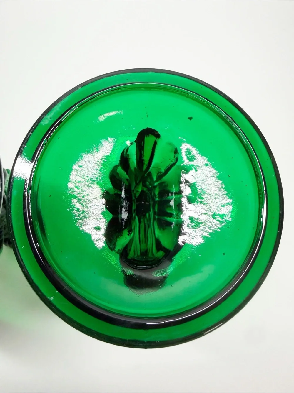 Vintage Emerald Green Glass Angel Taper Candle Holders
